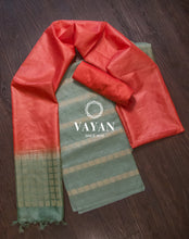 Load image into Gallery viewer, Mint Green Orange Tussar Suit Set