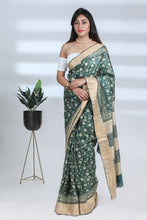 Load image into Gallery viewer, Green Printed Tussar Silk Saree