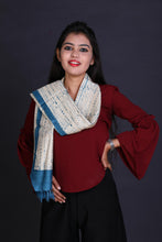 Load image into Gallery viewer, Off white Blue Color Tussar Silk Printed Stole