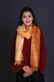 Mustard Color Tussar Silk Printed Stole