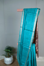 Load image into Gallery viewer, Blue Brown Color Tussar Silk Hand Woven Saree
