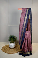 Load image into Gallery viewer, Purple Blue Color Dupion Silk Hand Woven Saree