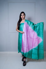 Load image into Gallery viewer, Green Pink Color Handwoven Suit Set