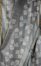 Load image into Gallery viewer, Grey White Color Tussar Silk Printed Saree