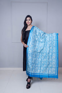 Blue Color Tussar Silk Dupatta