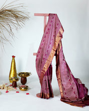 Load image into Gallery viewer, Magenta Color Tussar Silk Printed Saree