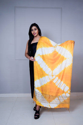 Light orange Color Tussar Blended Printed Dupatta