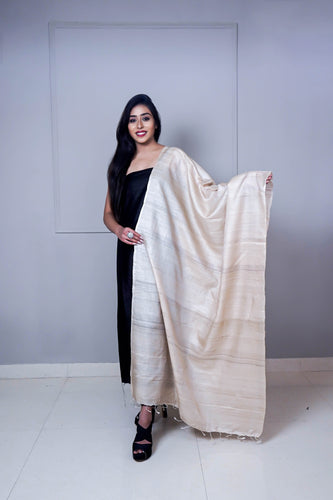 Off White Color Desi Tussar Silk Dupatta