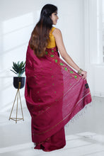 Load image into Gallery viewer, Dark Pink Color Tussar Silk Embroidered Saree