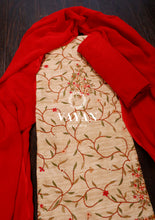 Load image into Gallery viewer, Beige Red Tussar Silk Suit Set