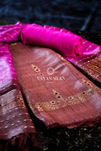 Load image into Gallery viewer, Brown Pink Handloom Suit Set