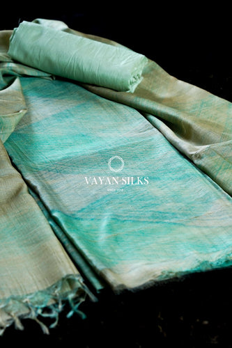 Mint Green Beige Printed Suit Set