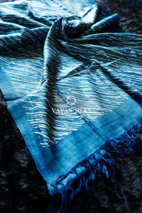 Blue Color Tussar Block Printed Dupatta