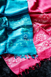 Blue Batik Tussar Silk Dupatta