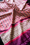 Pink Kantha embroidery printed dupatta