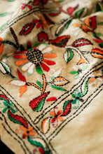 Load image into Gallery viewer, Beige Multi Kantha Embroidered Tussar Dupatta