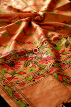 Load image into Gallery viewer, Orange Multi Kantha Embroidered Tussar Dupatta