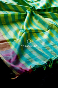 Green Multi handloom tussar dupatta