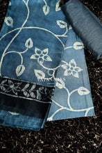 Load image into Gallery viewer, Blue Batik Hand painted Silk Suit Set