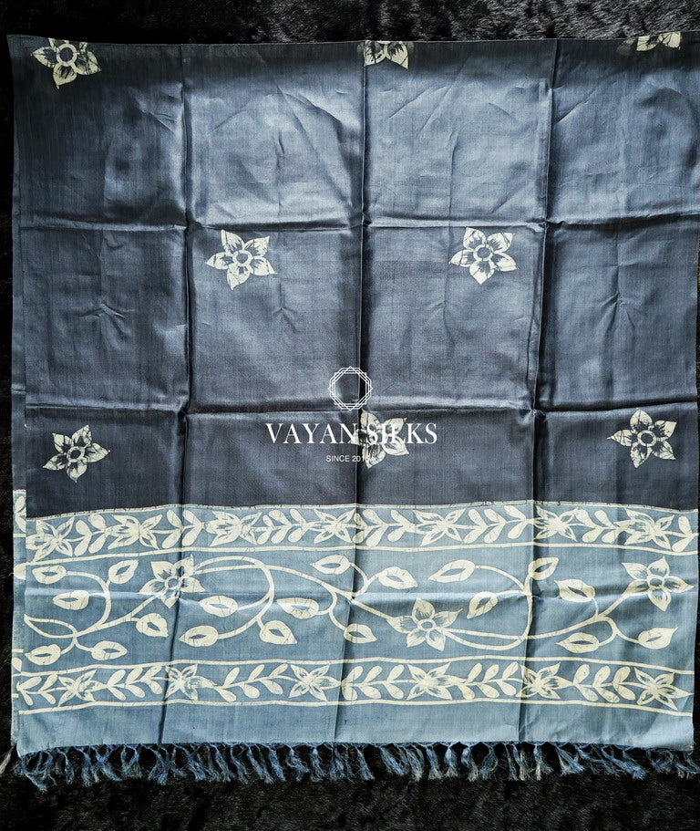 Blue Batik Hand painted Silk Suit Set
