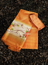 Load image into Gallery viewer, Orange hand painted Tussar Suit Set