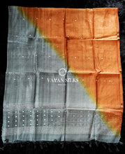 Load image into Gallery viewer, Silver Orange Handwoven Tussar Silk Suit