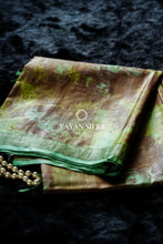 Load image into Gallery viewer, Green Brown Printed Tussar Saree