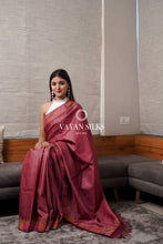 Load image into Gallery viewer, Nazaakat - Sangria Maroon Saree with Thread Embroidery