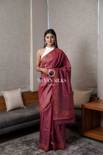 Load image into Gallery viewer, Nazaakat - Sangria Maroon Saree with Thread Embroidery