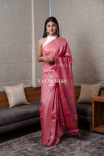 Load image into Gallery viewer, Honeysuckle Pink Woven Tussar Saree