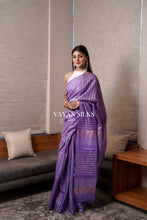 Load image into Gallery viewer, Purple Handwoven Tussar Saree
