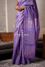 Load image into Gallery viewer, Purple Handwoven Tussar Saree