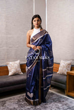 Load image into Gallery viewer, Royal Blue Printed Tussar Silk Saree