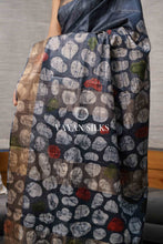 Load image into Gallery viewer, Charcoal Batik Print Tussar Silk Saree