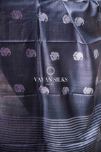 Load image into Gallery viewer, Grey Charcoal Tussar Silk Saree - Spring Summer Edit