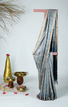 Load image into Gallery viewer, Bluish Grey Color Tussar Silk Printed Saree