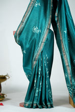 Load image into Gallery viewer, Dark Green Color Tussar Silk Printed Saree