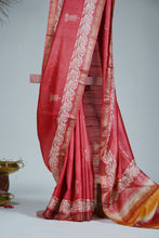 Load image into Gallery viewer, Red Color Tussar Silk Printed Saree