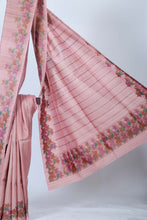 Load image into Gallery viewer, Pink Floral Tussar Saree l Festive Wear