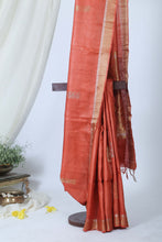 Load image into Gallery viewer, Orange Woven Tussar Saree l Festive Wear