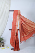 Load image into Gallery viewer, Orange Woven Tussar Saree l Festive Wear