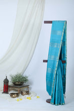 Load image into Gallery viewer, Blue Woven Tussar Saree l Festive Wear