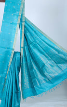 Load image into Gallery viewer, Blue Small Boota Tussar Saree l Festive Wear