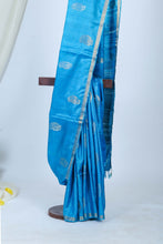 Load image into Gallery viewer, All over Boota Blue Tussar Saree l Festive Wear