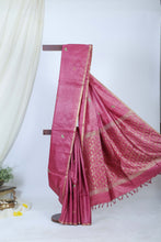 Load image into Gallery viewer, Pink Heavy Pallu Tussar Saree l Festive Wear