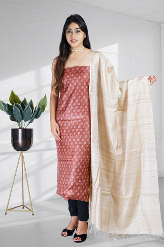 Rust Beige Printed Suit Set