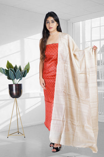 Red Black Beige Printed Suit Set