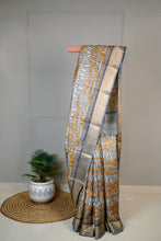 Load image into Gallery viewer, Blue Grey Color Tussar Silk Printed Saree
