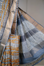 Load image into Gallery viewer, Blue Grey Color Tussar Silk Printed Saree