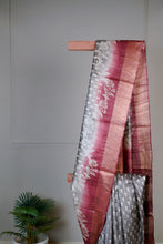 Load image into Gallery viewer, Grey Pink Color Tussar Silk Printed Saree